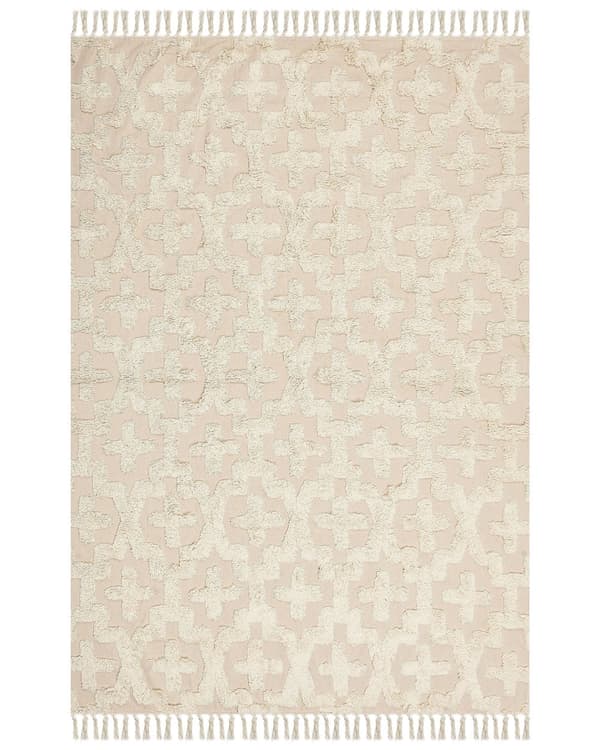 Tæppe Beige Bomuld 160 x 230 cm Minimalistisk Tuftet Shaggy Geometrisk Mønster Stue Soveværelse