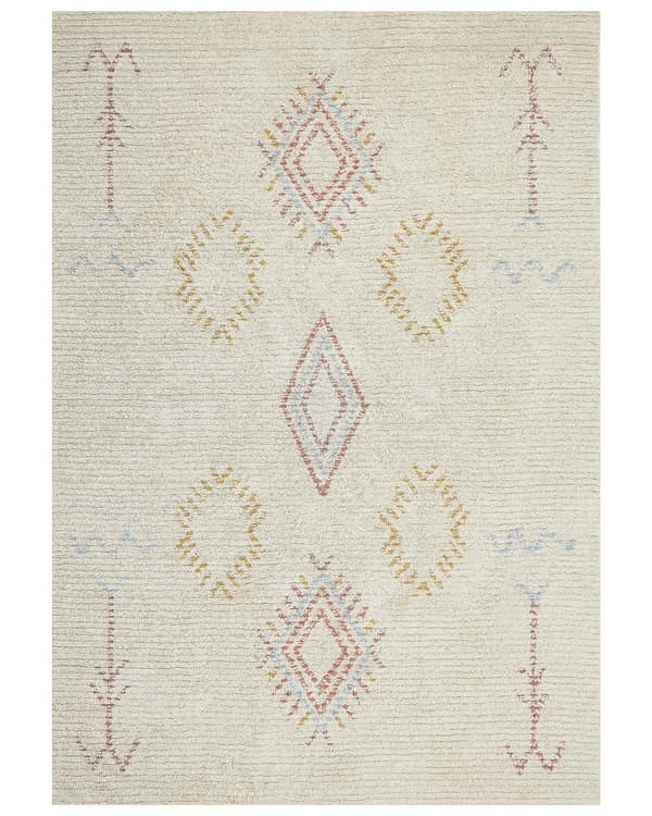 Matto beige puuvilla 160 x 230 cm geometrinen kuviointi olohuoneen sisustus