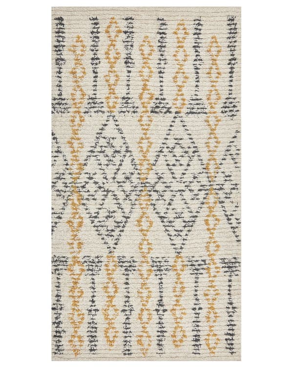 Matto puuvilla beige/keltainen 80 x 150 cm geometrinen kuvio olohuoneen matto