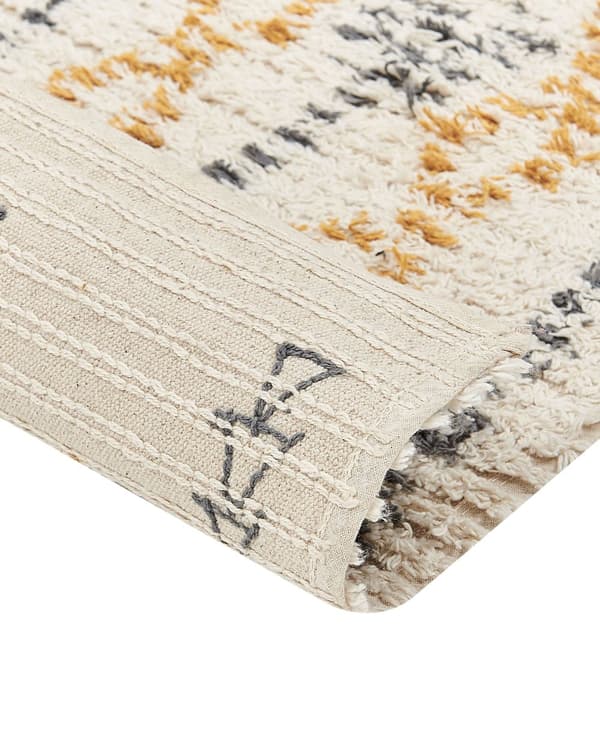 Matto puuvilla beige/keltainen 160 x 230 cm geometrinen kuvio olohuoneen matto