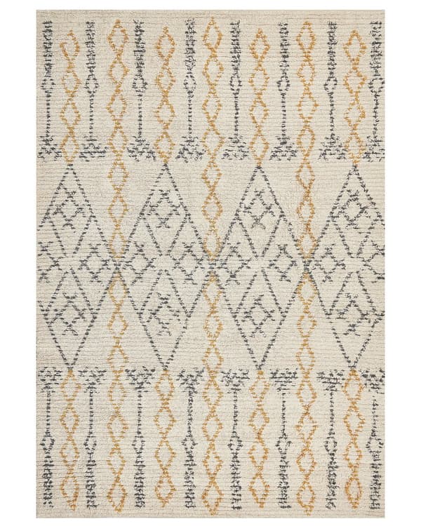 Matto puuvilla beige/keltainen 160 x 230 cm geometrinen kuvio olohuoneen matto