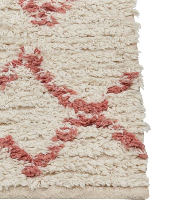 Matta Beige Rosa Bomull 160 x 230 cm Geometriskt Mönster Handtuftad Flatweave Vardagsrum Sovrum
