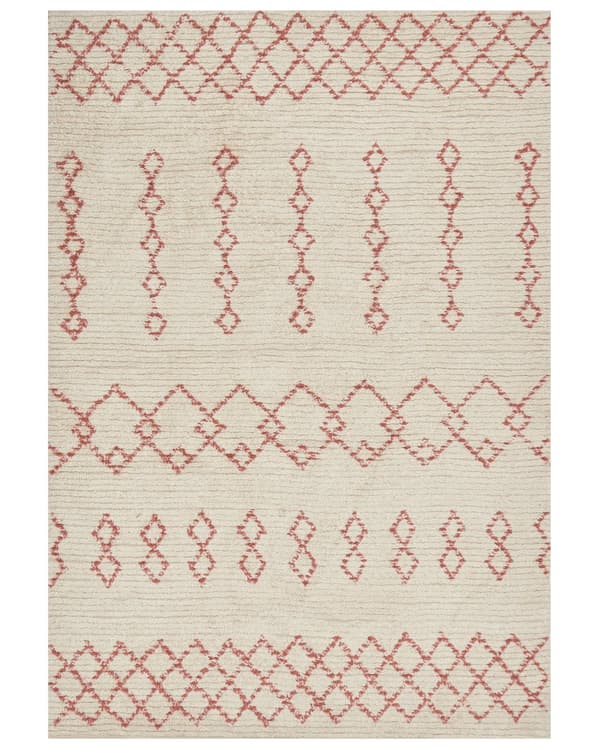 Matta Beige Rosa Bomull 160 x 230 cm Geometriskt Mönster Handtuftad Flatweave Vardagsrum Sovrum