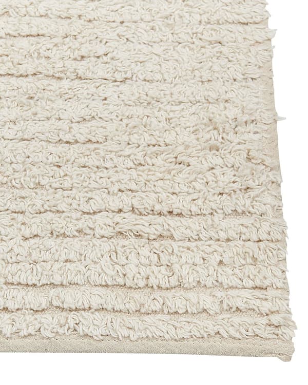 Matta Beige Bomull 80 x 150 cm Minimalistisk Handtuftad Design Geometriskt Mönster Vardagsrum Sovrum
