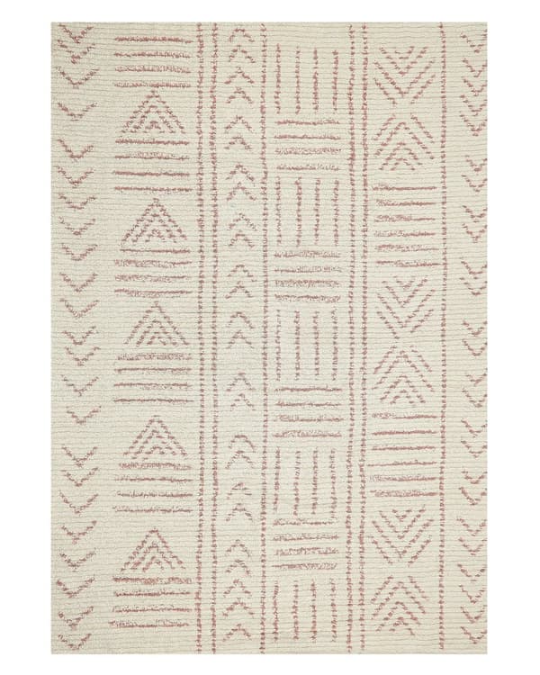 Matta Beige Bomull 140 x 200 cm Geometriskt mönster Handtuftad Flatweave Vardagsrum Sovrum