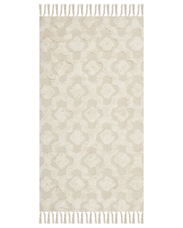 Matta Beige Bomull 80 x 150 cm Minimalistisk Tuftad Geometriskt Mönster Vardagsrum Sovrum