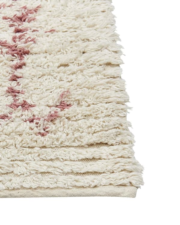 Matta Beige Bomull 80 x 150 cm Geometriskt Mönster Handtuftad Flatweave Vardagsrum Sovrum