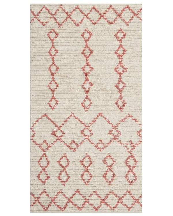 Matta Beige Rosa Bomull 80 x 150 cm Geometriskt Mönster Handtuftad Flatweave Vardagsrum Sovrum