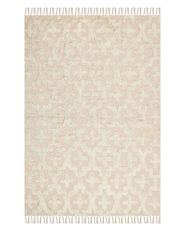 Matto beige puuvilla 140 x 200 cm minimalistinen geometrinen kuvio boho-tyyli