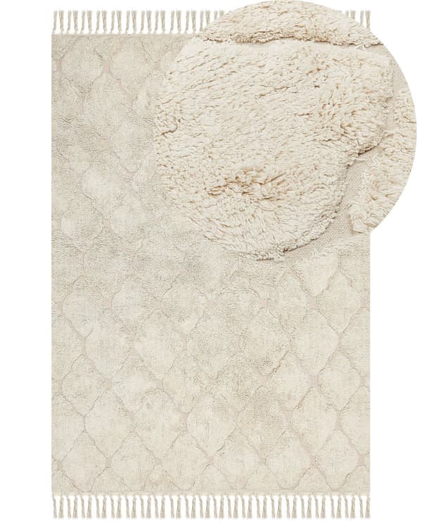 Matto beige puuvilla 140 x 200 cm minimalistinen geometrinen kuvio moderni tyyli