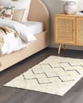 Pikkukuva 2 / 6: Matto beige puuvilla 80 x 150 cm minimalistinen käsin tuftattu geometrinen kuvio