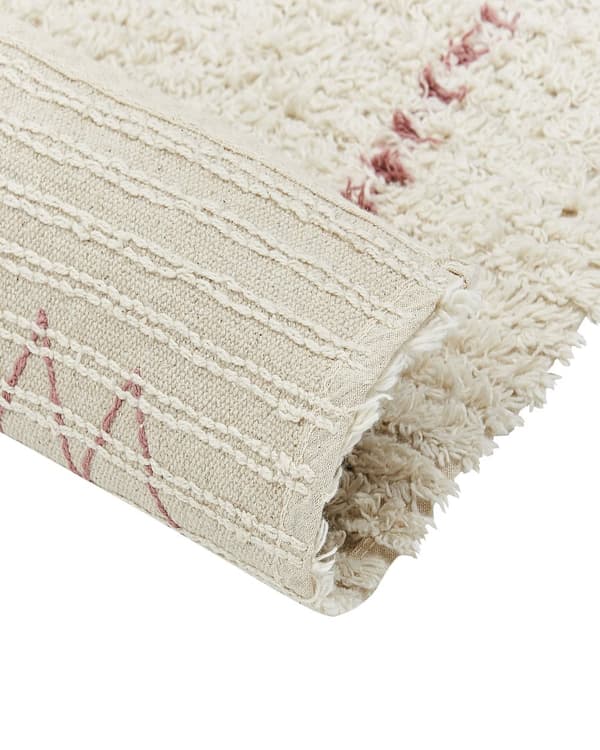 Gulvteppe Beige Flerfarget Bomull 80 x 150 cm Geometrisk Mønster Håndtuftet Stue Soverom