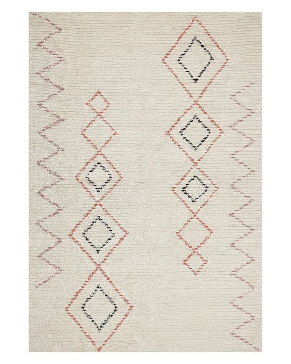 Gulvteppe Beige Bomull 140 x 200 cm Geometrisk Mønster Håndtuftet Stue Soverom
