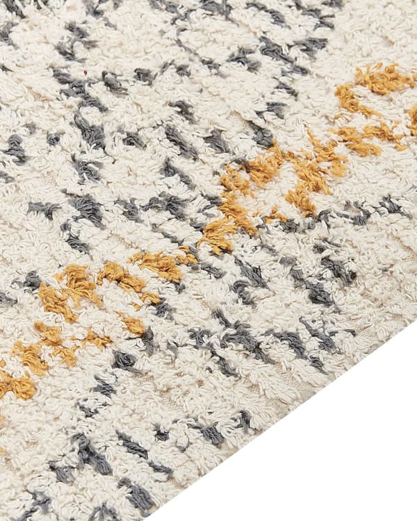 Gulvteppe Beige Gul Flerfarget Bomull 140 x 200 cm Geometrisk Mønster Håndtuftet Stue Soverom