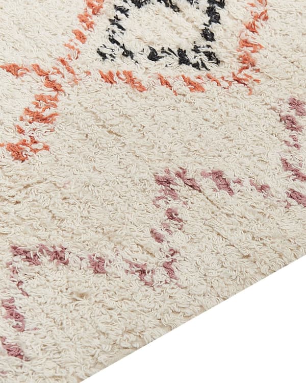 Gulvteppe Beige Bomull 160 x 230 cm Geometrisk Mønster Håndtuftet Stue Soverom