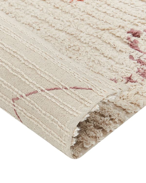 Gulvteppe Beige Bomull 160 x 230 cm Geometrisk Mønster Håndtuftet Stue Soverom