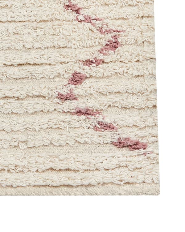 Gulvteppe Beige Bomull 160 x 230 cm Geometrisk Mønster Håndtuftet Stue Soverom