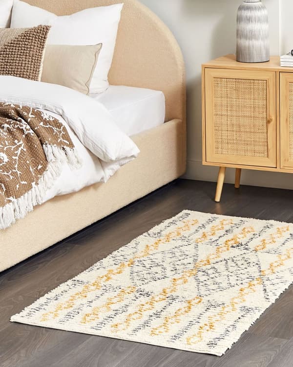 Gulvteppe Beige Gul Flerfarget Bomull 80 x 150 cm Geometrisk Mønster Håndtuftet Stue Soverom