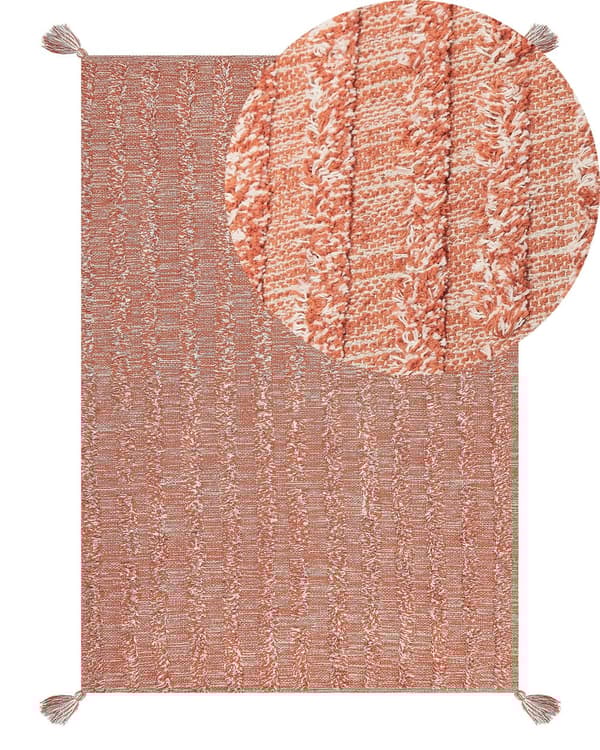 Tæppe Orange Bomuld 160 x 230 cm Rektangulært håndtuftet Boho moderne stil