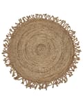 Miniatyrbillede 4 af 7: Jute Tæppe Beige Rund 120 cm Flettet Naturlig Boho Rustik Stue Soveværelse Spisestue