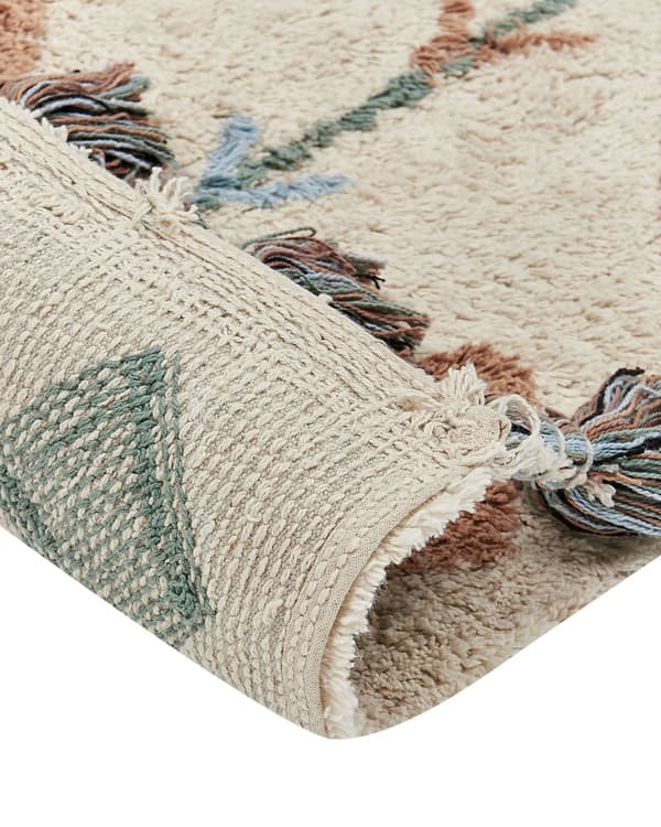 Tæppe Flerfarvet bomuld 80 x 150 cm Rektangulært med kvaster Diamantmønster Boho Stil