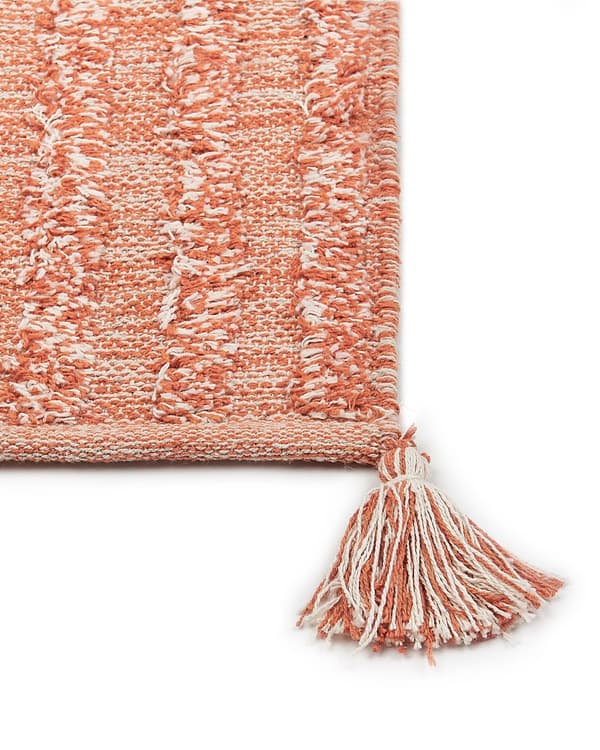 Tæppe Orange Bomuld 140 x 200 cm Rektangulært håndtuftet Boho moderne stil