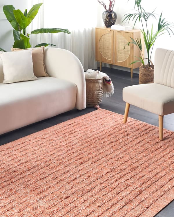 Tæppe Orange Bomuld 140 x 200 cm Rektangulært håndtuftet Boho moderne stil