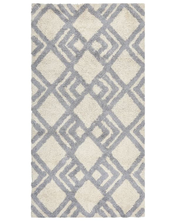 Matto beige harmaa 80 x 150 cm puuvilla geometrinen kuvio suorakulmio perinteinen moderni