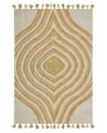 Pikkukuva 4 / 7: Matto beige keltainen 140 x 200 cm puuvilla abstrakti kuvio hapsut suorakulmio retro moderni
