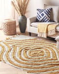 Pikkukuva 2 / 7: Matto beige keltainen 140 x 200 cm puuvilla abstrakti kuvio hapsut suorakulmio retro moderni