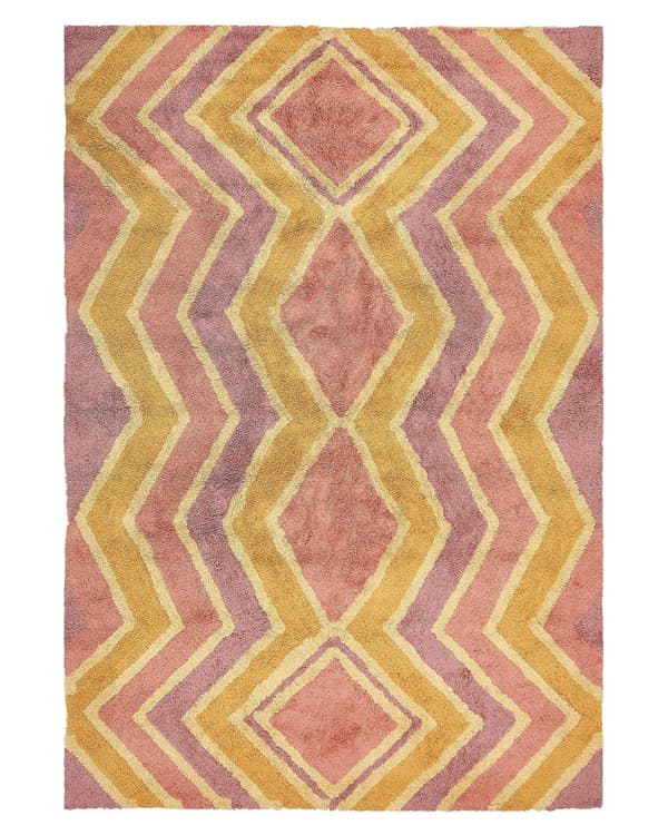 Matto monivärinen 140 x 160 cm puuvilla geometrinen kuvio käsin tuftattu retro moderni