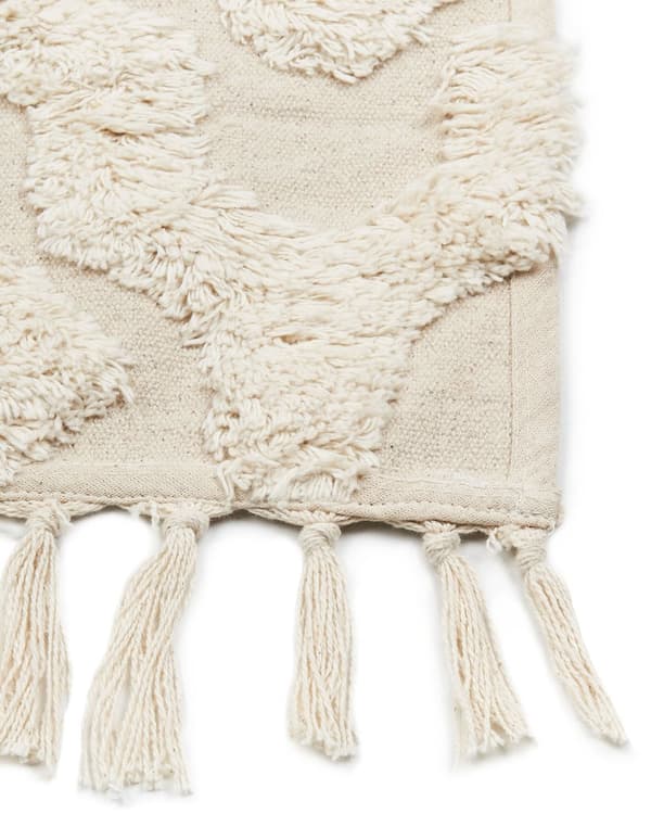 Teppe Beige Bomull 80 x 150 cm Geometrisk mønster Tuftet Minimalistisk Boho Innredning Dekorativt Stue Soverom