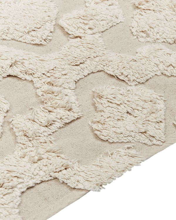 Teppe Beige Bomull 80 x 150 cm Geometrisk mønster Tuftet Minimalistisk Boho Innredning Dekorativt Stue Soverom