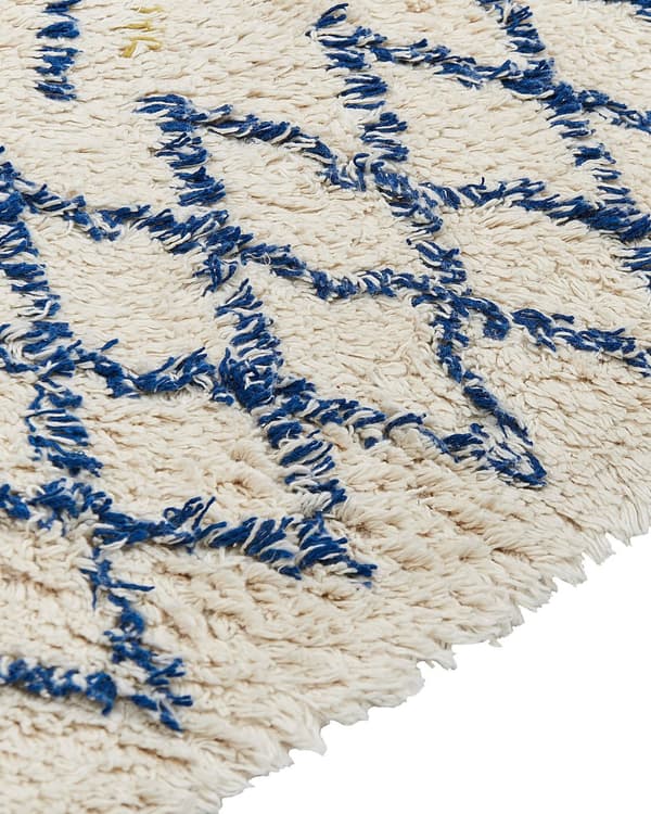 Gulvteppe Beige Blå Flerfarget Bomull 80 x 150 cm Geometrisk Mønster Håndtuftet Stue Soverom