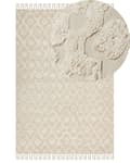 Miniatyrbilde 1 av 7: Teppe Beige Bomull 160 x 230 cm Geometrisk mønster Tuftet Minimalistisk Boho Innredning Dekorativt Stue Soverom
