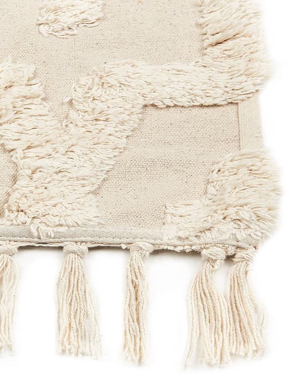 Teppe Beige Bomull 160 x 230 cm Geometrisk mønster Tuftet Shaggy Moderne Boho Innredning Dekorativt Stue Soverom