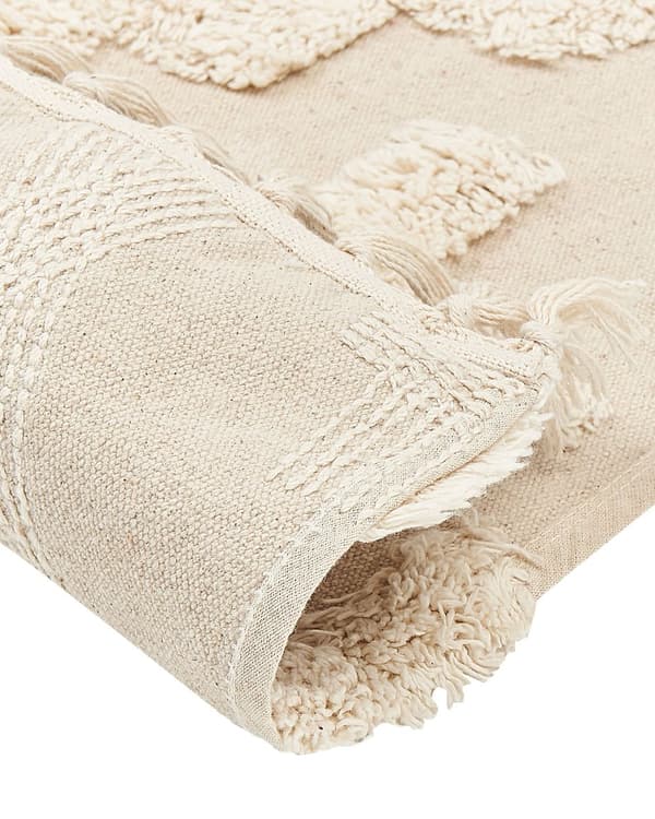 Teppe Beige Bomull 160 x 230 cm Geometrisk mønster Tuftet Shaggy Moderne Boho Innredning Dekorativt Stue Soverom