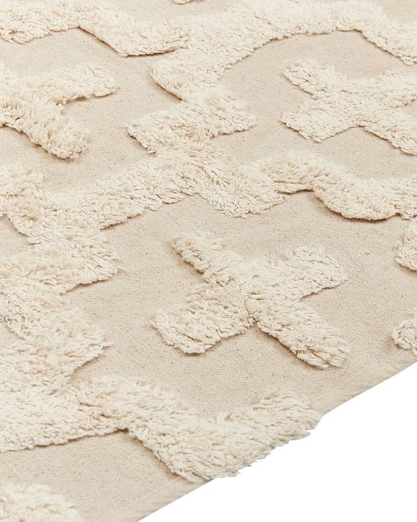 Teppe Beige Bomull 160 x 230 cm Geometrisk mønster Tuftet Shaggy Moderne Boho Innredning Dekorativt Stue Soverom