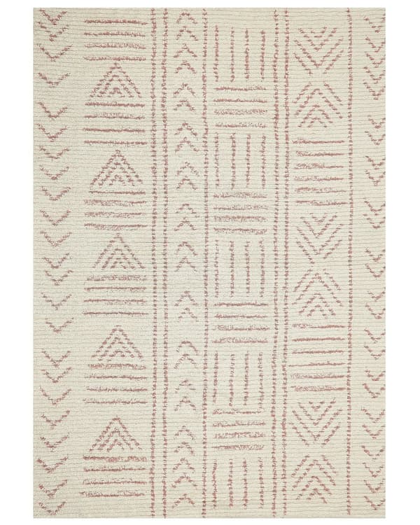 Gulvteppe Beige Rosa Flerfarget Bomull 160 x 230 cm Geometrisk Mønster Håndtuftet Stue Soverom
