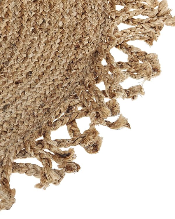 Jutematta Beige Rund 120 cm Flätad Naturlig Bohemisk Rustik Vardagsrum Sovrum Matrum