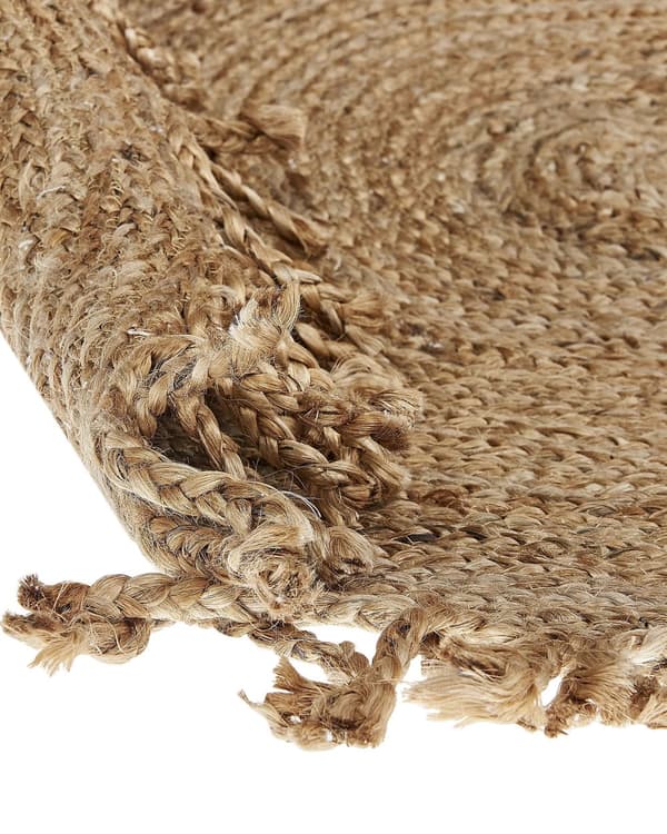 Jutematta Beige Rund 120 cm Flätad Naturlig Bohemisk Rustik Vardagsrum Sovrum Matrum