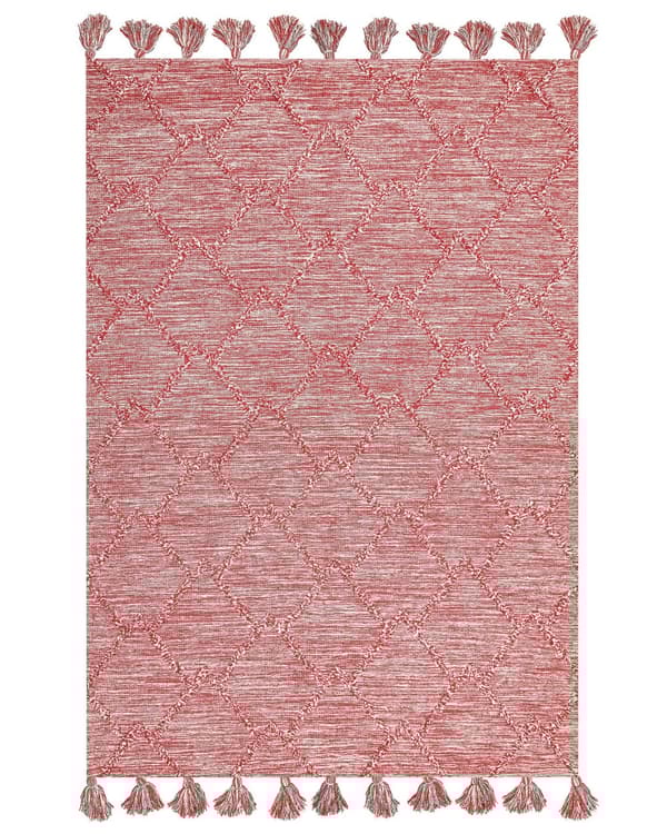 Matta Röd Bomull 160 x 230 cm Rektangulär Tjock Väv Vardagsrum Sovrum Dekor