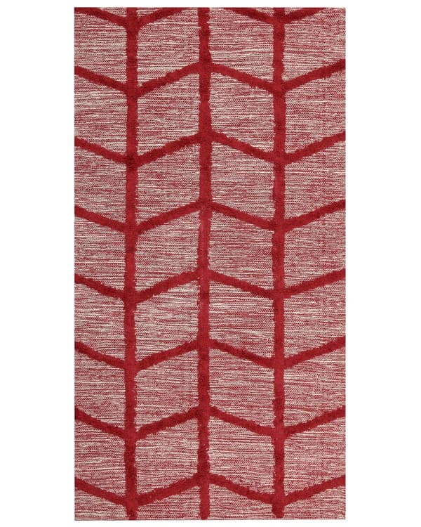 Tæppe Rødt Bomuld 80 x 150 cm Rektangulært Håndtuftet Geometrisk Mønster Boho Stil