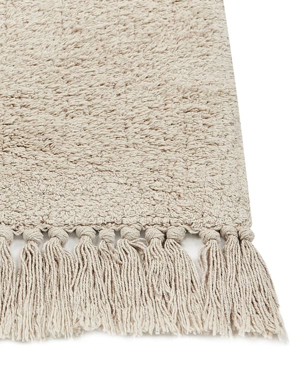 Tæppe Beige og Sort Bomuld 160 x 230 cm Minimalistisk Tuftet Blomstermønster Frynset Stue Soveværelse