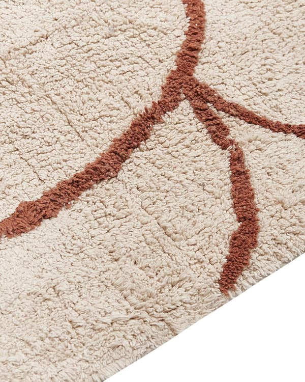 Tæppe Beige og Brun Bomuld 200 x 200 cm Minimalistisk Tuftet Geometrisk Mønster Stue Soveværelse