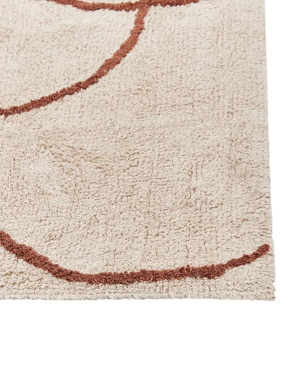 Tæppe Beige og Brun Bomuld 200 x 200 cm Minimalistisk Tuftet Geometrisk Mønster Stue Soveværelse