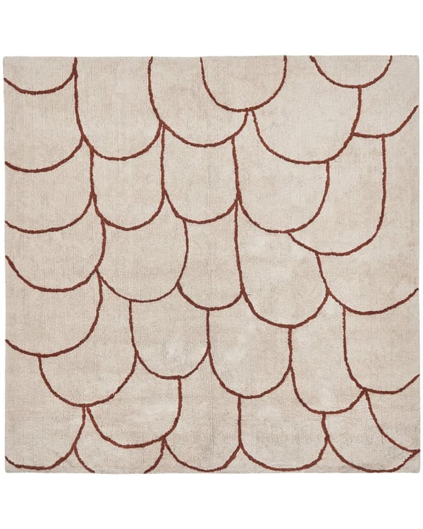 Tæppe Beige og Brun Bomuld 200 x 200 cm Minimalistisk Tuftet Geometrisk Mønster Stue Soveværelse