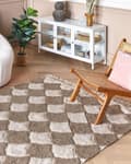 Miniatyrbillede 2 af 6: Tæppe Brunt og Beige Bomuld 140 x 200 cm Rektangulært med Kvaster Geometrisk mønster Boho Stil