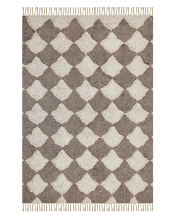 Tæppe Brunt og Beige Bomuld 140 x 200 cm Rektangulært med Kvaster Geometrisk mønster Boho Stil