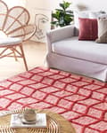 Miniatyrbillede 2 af 7: Tæppe Rødt Bomuld 160 x 230 cm Rektangulært Håndtuftet Geometrisk Mønster Boho Stil